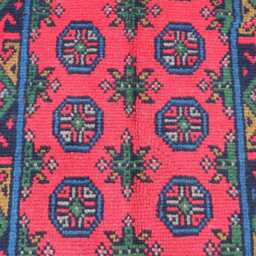 2'5x9'5 Afghan Red Runner Rug, Handmade Wool Multicolor Natural Veg Dyes Turkmen Bukhara Oriental Hallway Rug - thumbnail 3