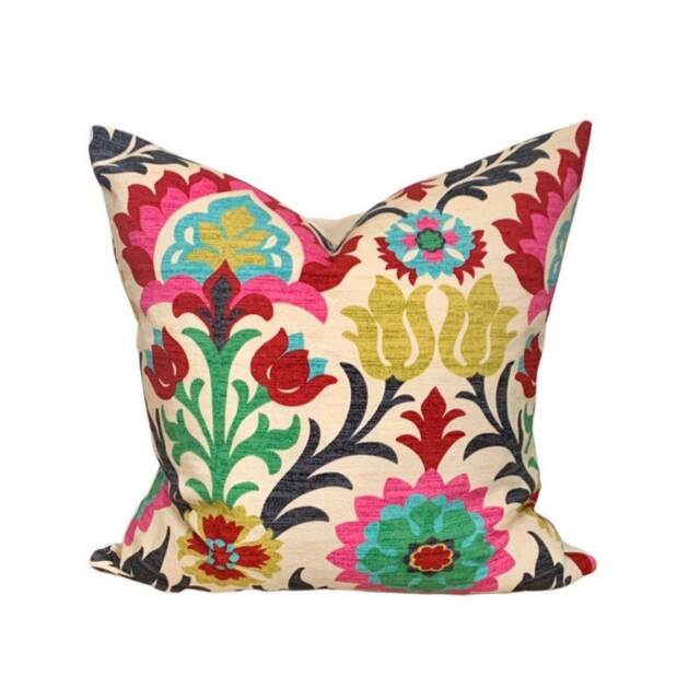 Floral Pillow Cover, Botanical Decor, Boho Throw Pillow, Bold Flower Designer Spring Covers, Pop Of Color - image 1