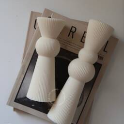 Tall Roman Pillar Soy Candle Ribbed Vegan Home Decor - thumbnail 3