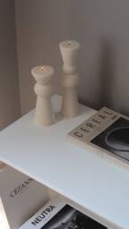 Tall Roman Pillar Soy Candle Ribbed Vegan Home Decor - thumbnail 1