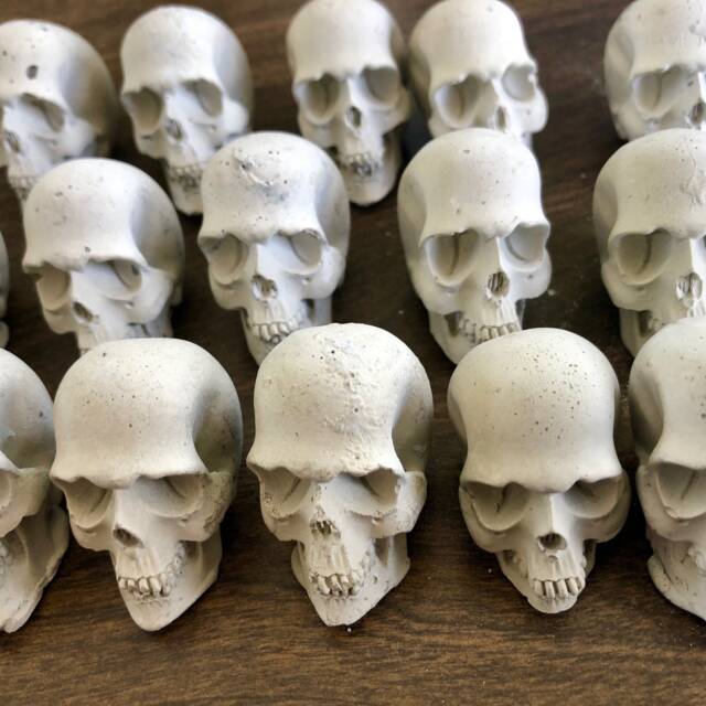 Concrete Skull Decor Mini Planter Accent Handmade Sculpture Gothic Home Decor Halloween Gift Modern Industrial Art - image 1