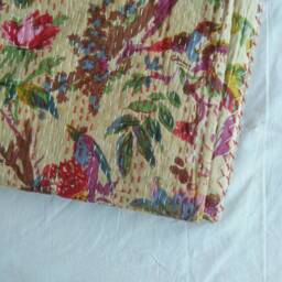 Indian Beautiful Floral & Bird Print Kantha Quilt Bedspread Blanket Coverlet Throw Perfect Bed Matching Bedcover Size Multi - thumbnail 2