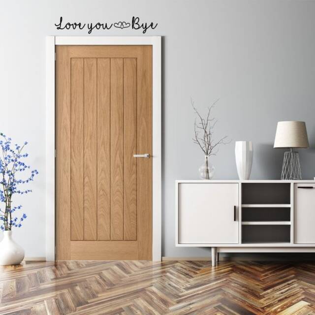 Love You Bye Wooden Sign - Hallway Door Script Wall Decor Small Quote Rustic Or Boho Room Handmade Gift - image 1