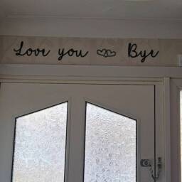 Love You Bye Wooden Sign - Hallway Door Script Wall Decor Small Quote Rustic Or Boho Room Handmade Gift - thumbnail 2