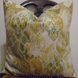 Soft Upholstery Weight Ikat Pillow Covers.slip Covers.home Decor.rustic Decor.country Decor.greens.creams.olive.golds.pillow Cover.turquoise - thumbnail 3