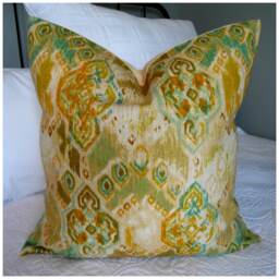 Soft Upholstery Weight Ikat Pillow Covers.slip Covers.home Decor.rustic Decor.country Decor.greens.creams.olive.golds.pillow Cover.turquoise - thumbnail 1
