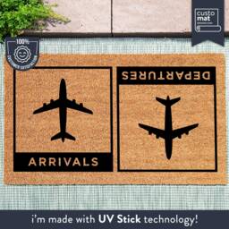 Arrivals & Departures Plane Welcome Doormat - Funny Pilot Air Stewardess Housewarming Gift For People Who Love To Travel - thumbnail 1