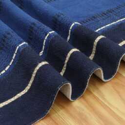 Handmade Navy Blue Block Print Cotton Rug - Custom Size Runner - thumbnail 3