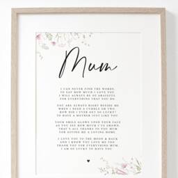 Mum Poem A4 Or A5 Print With Pink Flowers - Mothers Day Gift, Gift For Her, Birthday A Poem From Child Children - thumbnail 1