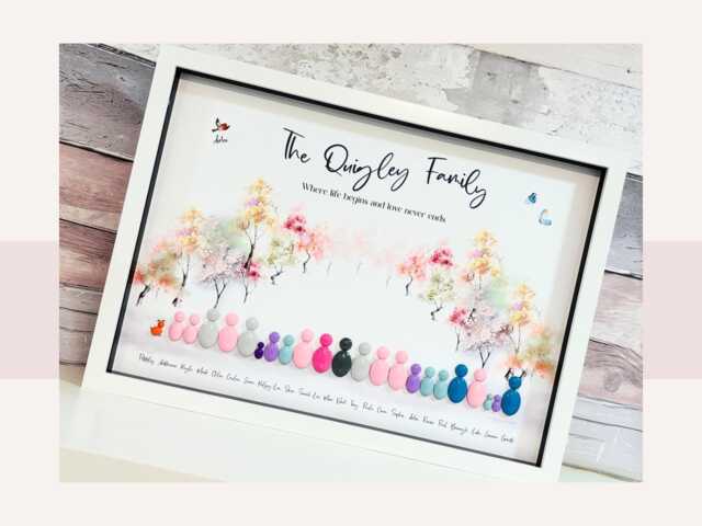 Family Home Decor, Personalised Gift, Wall Art, Custom Gifts, Pebble Frame - image 1