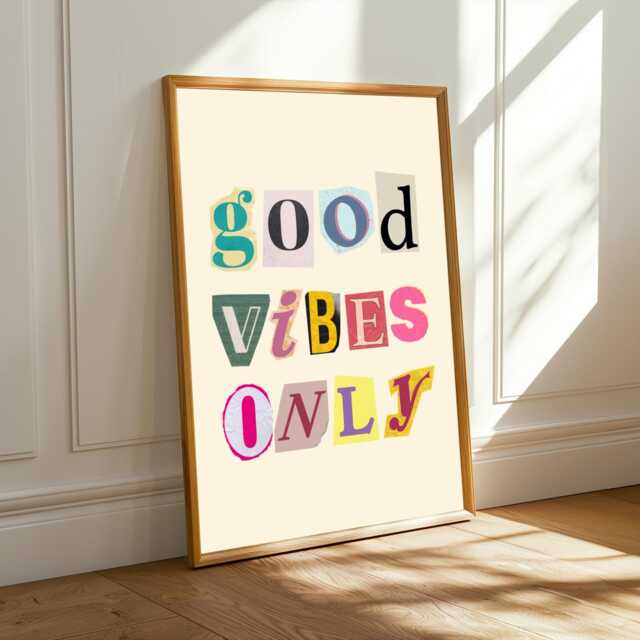 Good Vibes Only Art Print Playful Collage, Modern Motivational Decor - Poster Only - image 1