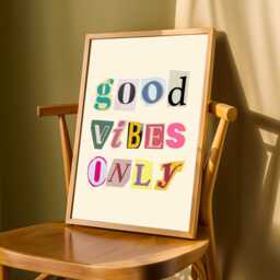 Good Vibes Only Art Print Playful Collage, Modern Motivational Decor - Poster Only - thumbnail 3