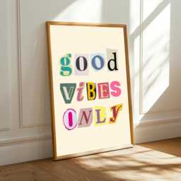Good Vibes Only Art Print Playful Collage, Modern Motivational Decor - Poster Only - thumbnail 1