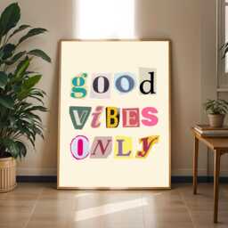 Good Vibes Only Art Print Playful Collage, Modern Motivational Decor - Poster Only - thumbnail 2
