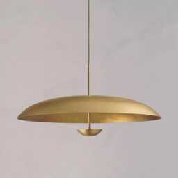 Mid Century Modern Chandelier, 24-Inch Brass Dome Pendant Light - thumbnail 2
