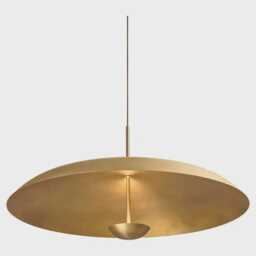Mid Century Modern Chandelier, 24-Inch Brass Dome Pendant Light - thumbnail 1