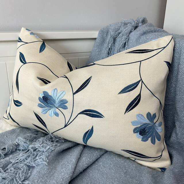 "Iliv Flourish Cushion Cover in Blue - Rectangle Size 12"" X 20" - image 1