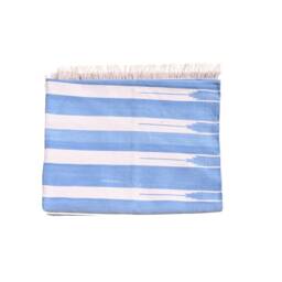 Handmade Striped Cotton Area Rug Light Indigo Reversible Dhurrie - thumbnail 3