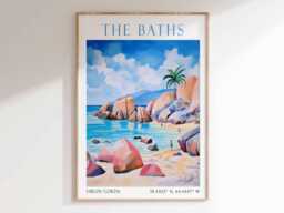 The Baths Virgin Gorda Poster - Beach Art, British Islands Art Print, Travel Decor - thumbnail 1