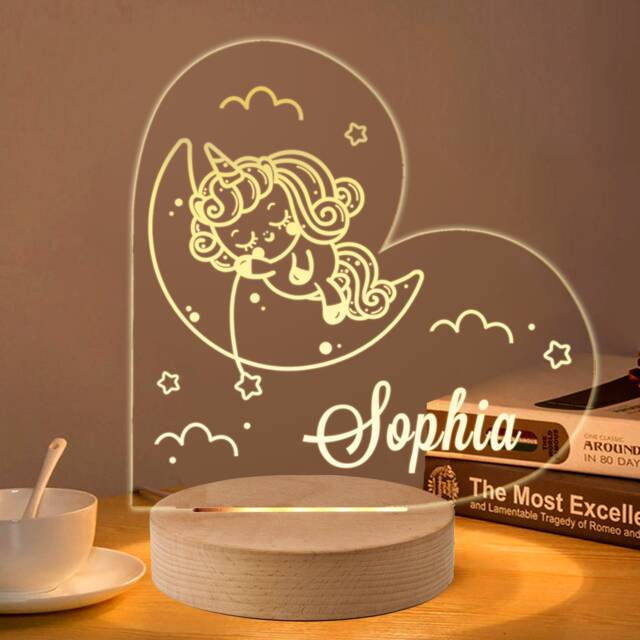 Personalised Unicorn Gifts For Girls Led Desk Table Lamp Nursery Night Light Gifts Girls Kids Children Birthday 7 Colours Flashing - image 1