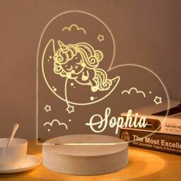 Personalised Unicorn Gifts For Girls Led Desk Table Lamp Nursery Night Light Gifts Girls Kids Children Birthday 7 Colours Flashing - thumbnail 1