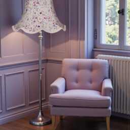 Traditional Lilac Purple Floral Lampshade With Cream Braid Handmade For Ceiling Lights, Table & Floor Standard Lamp Shades, Wall Lights - thumbnail 2