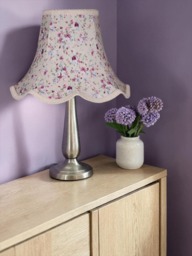 Traditional Lilac Purple Floral Lampshade With Cream Braid Handmade For Ceiling Lights, Table & Floor Standard Lamp Shades, Wall Lights - thumbnail 1