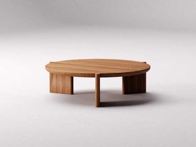 Round Modern Coffee Table - Solid Oak Coffee Table Unique Low Original Japandi - image 1