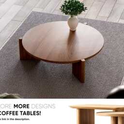 Round Modern Coffee Table - Solid Oak Coffee Table Unique Low Original Japandi - thumbnail 4