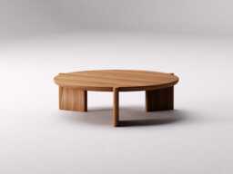 Round Modern Coffee Table - Solid Oak Coffee Table Unique Low Original Japandi - thumbnail 1