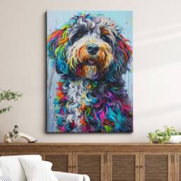 Cockapoo Fun Animal Dog Pet Lover Abstract Oil Painting Wall Art Framed Canvas Poster Print Home Kitchen Living Room Decor Gifts - thumbnail 1