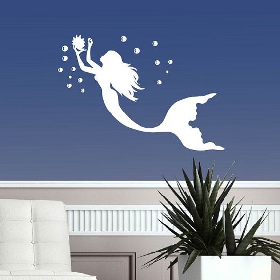 In-Style Decals Wall Vinyl Decal Home Decor Art Sticker Mermaid With Pearl Girl Nymph Sea Ocean Bathroom Nursery Removable Mural Design 601 - image 1