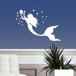 In-Style Decals Wall Vinyl Decal Home Decor Art Sticker Mermaid With Pearl Girl Nymph Sea Ocean Bathroom Nursery Removable Mural Design 601 - thumbnail 1