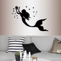 In-Style Decals Wall Vinyl Decal Home Decor Art Sticker Mermaid With Pearl Girl Nymph Sea Ocean Bathroom Nursery Removable Mural Design 601 - thumbnail 2