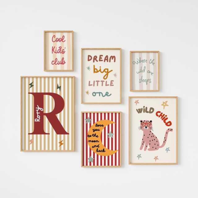 Personalised Scandi Style Childrens Wall Print Set For Bedroom, Nursery Or Playroom - image 1