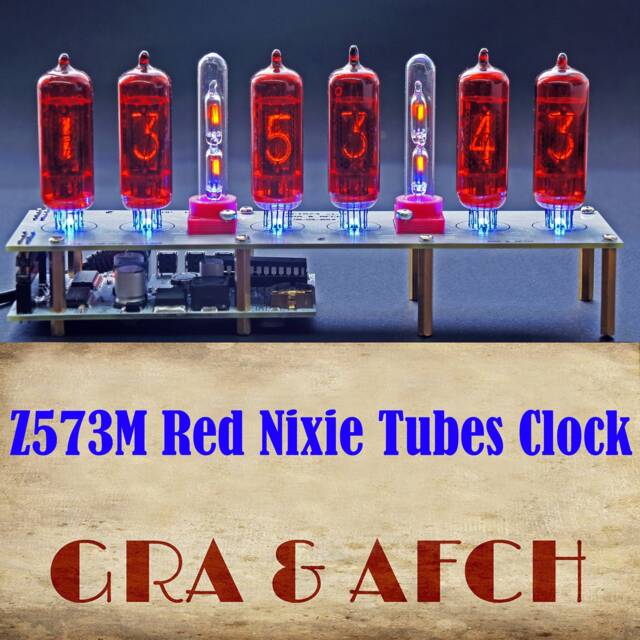 Nixie Tubes Clock Z573M Red Columns [Rgb, Usb, Musical, Arduino Compatible] For Boyfriend, Husband, Vintage, Glowing Clock, Gift, Steampunk - image 1