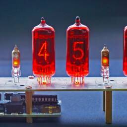 Nixie Tubes Clock Z573M Red Columns [Rgb, Usb, Musical, Arduino Compatible] For Boyfriend, Husband, Vintage, Glowing Clock, Gift, Steampunk - thumbnail 3