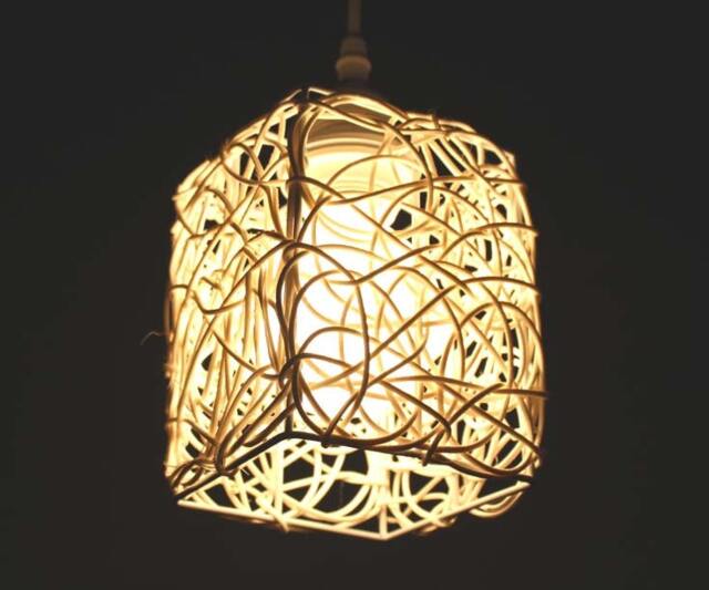 Cuboid-Shaped Handwoven Rattan Pendant Light, Decor Rural Lighting, Ceiling Lamps, Hanging Lighting - image 1