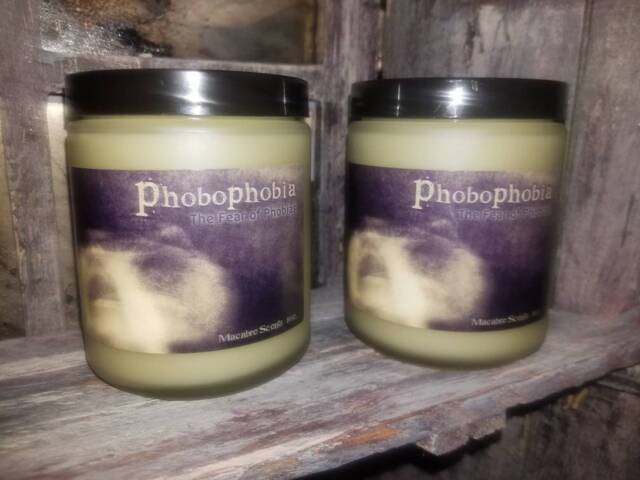Phobophobia-The Fear Of Phobias. - 9 Ounce Soy Wax Glass Jar Candle
