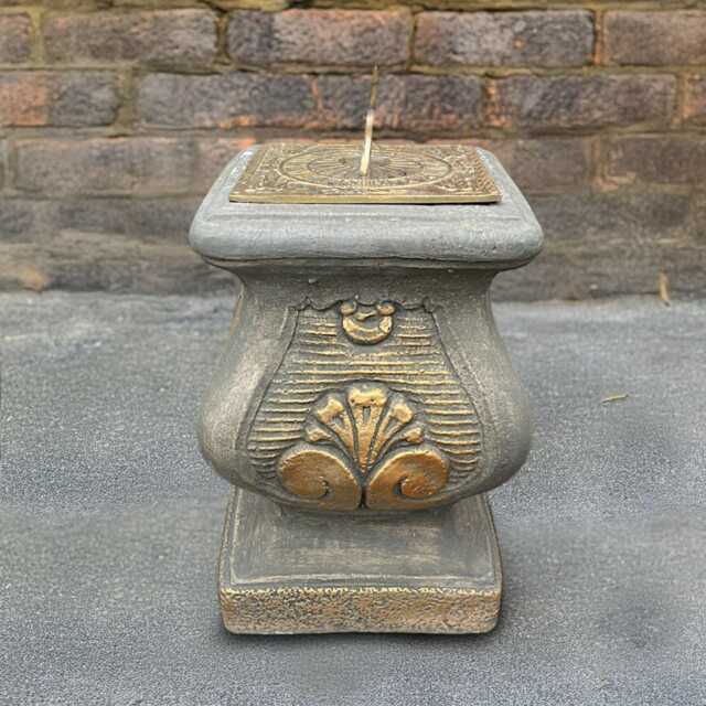 Massive Concrete Column With Sundial Garden Stone Pedestal Cement Sculpture Outdoor Decor Handcrafted Yard Art Ornament - image 1