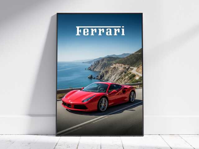 Ferrari 488 Poster Art Print, Luxury Car Photography, Vintage Poster, Automotive Perfect Gift For Enthusiasts - image 1