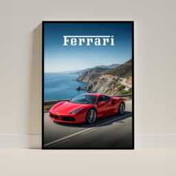 Ferrari 488 Poster Art Print, Luxury Car Photography, Vintage Poster, Automotive Perfect Gift For Enthusiasts - thumbnail 2