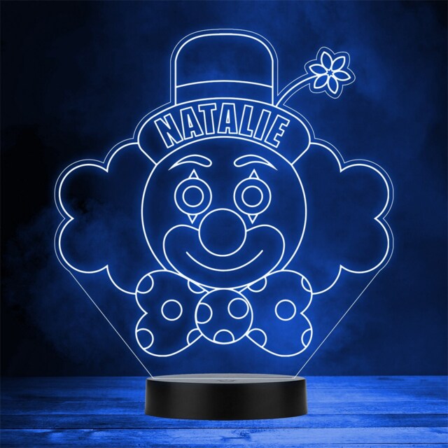 Circus Clown Cartoon Character Personalised Gift Colour Change Led Night Light - image 1