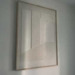 Large Neutral Textured Framed Wall Art, Japandi 3D Wood Frame Above Bed Sofa Decor - thumbnail 3