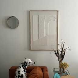 Large Neutral Textured Framed Wall Art, Japandi 3D Wood Frame Above Bed Sofa Decor - thumbnail 2