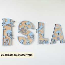 Under The Sea Themed Wooden Letters - Sealife Animal Theme Name Decoration Personalised Sign Children's Bedroom Playroom Wall Art - thumbnail 2