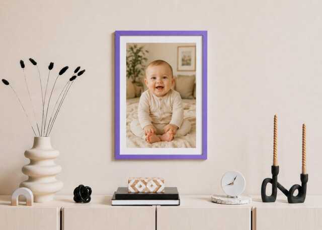 Purple Photo Frame A1 A2 A3 Slim Brushed Wood Modern Gallery Wall Art Home D??cor - image 1