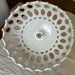 Handmade Ceramic Pendant Light Unique Ceiling Lamp Stoneware Pottery Dome - thumbnail 3