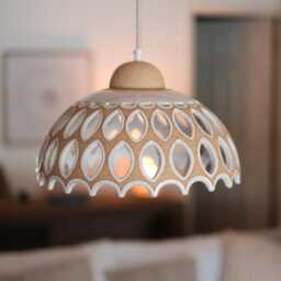 Handmade Ceramic Pendant Light Unique Ceiling Lamp Stoneware Pottery Dome