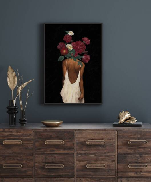 Black Woman Floral Head Poster Afro Art Print - image 1